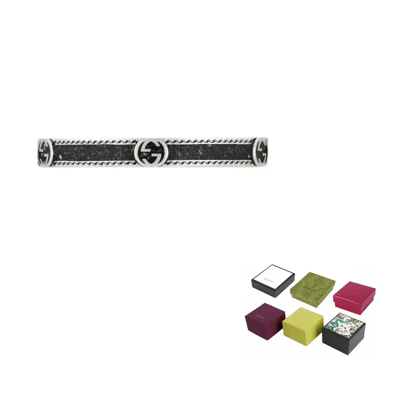 

GUCCI Интерлокирующие браслеты из 925 стерлингового серебра с эмалью Unisex Black