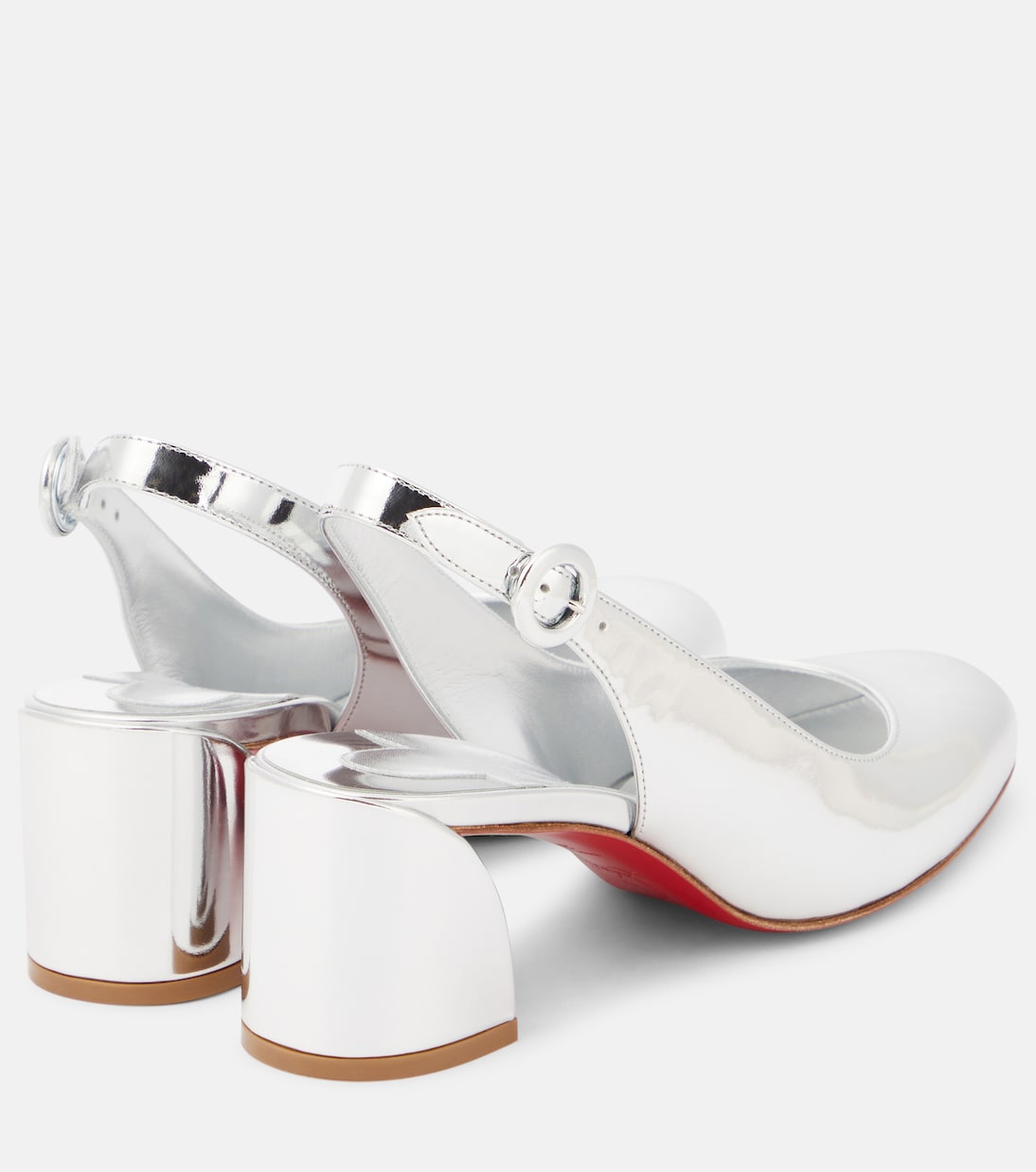 So Jane Sling босоножки-лодочки на ремешке из металлизированной кожи Christian Louboutin, Silver/ Lin Silver — фото 3