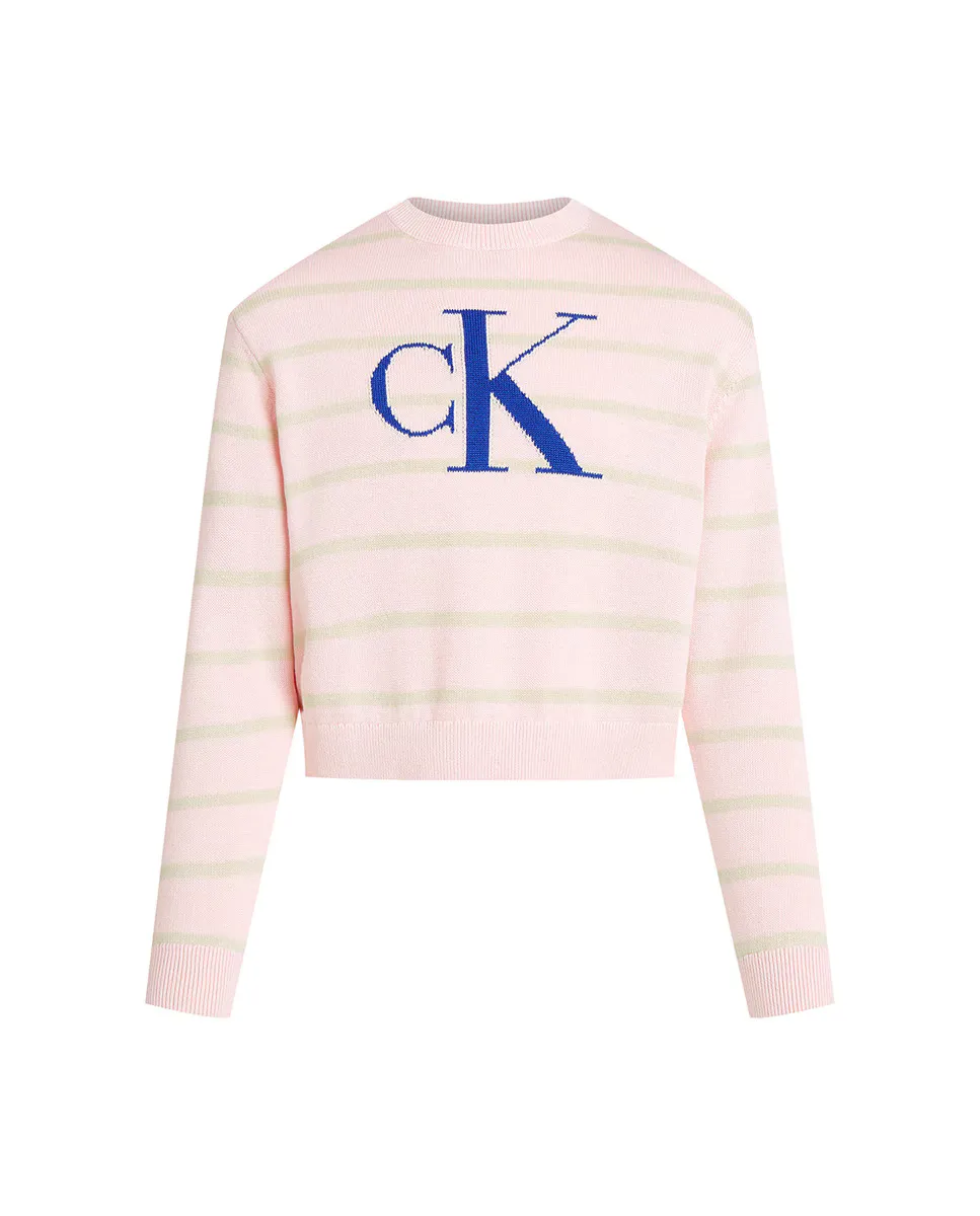 

Джемпер для девочки с круглым вырезом и логотипом Calvin Klein, цвет Rosa