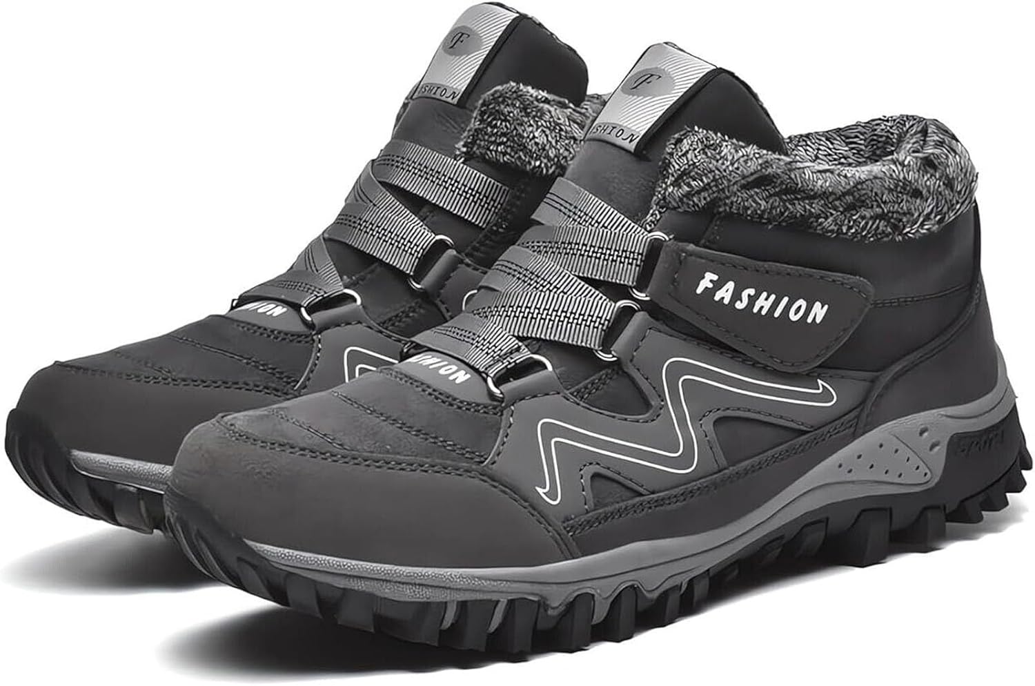 

Зимние ботинки для женщин водонепроницаемые, противоскользящие, утепленные мехом, унисекс, теплые снежные ботинки, обувь для походов на открытом воздухе Generic, серый