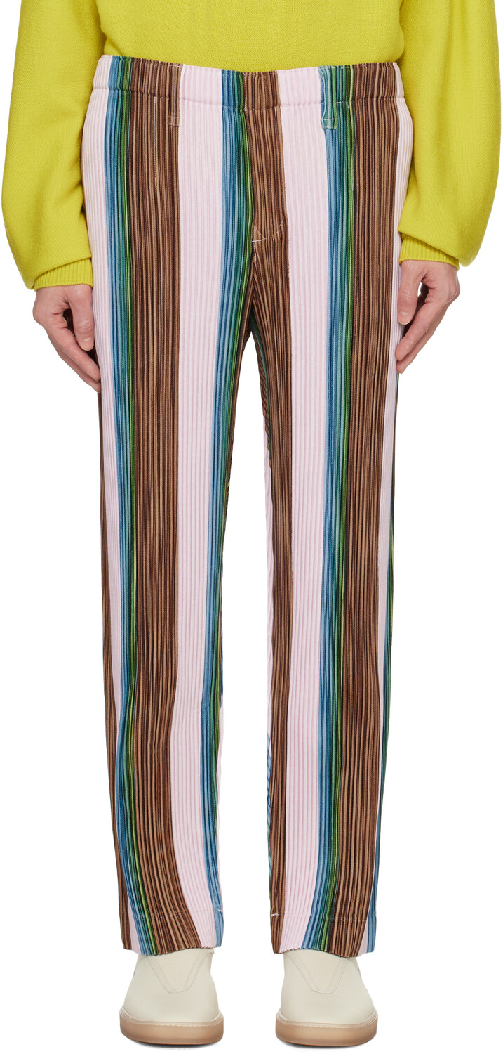 

Многоцветные брюки Ronan Bouroullec Edition RB_STRIPES 1 HOMME PLISSe ISSEY MIYAKE, коричневый/розовый