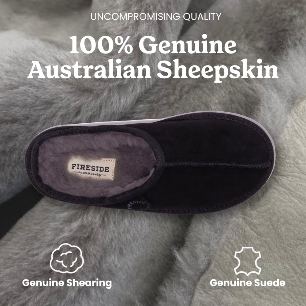 Клогги Fireside от Dearfoams для мужчин Grafton Shearling для дома и улицы Fireside by Dearfoams, черный — фото 3