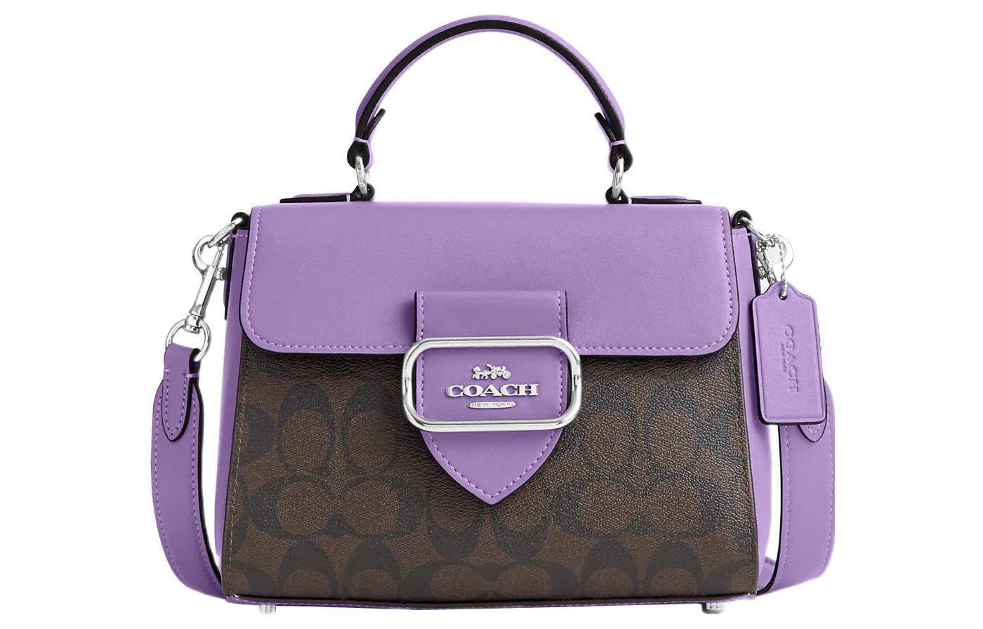 

Сумка через плечо Morgan Canvas с кожаной отделкой Coach, женская, фиолетово-коричневая монограмма