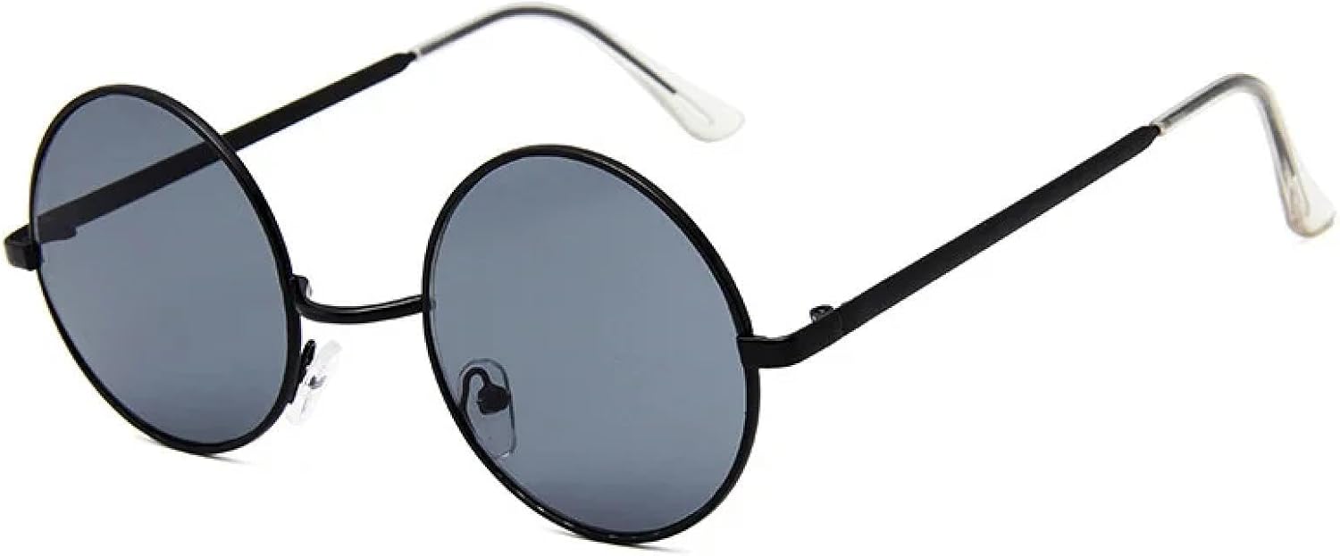 

Винтажные круглые металлические солнцезащитные очки для мужчин в модном панк-стиле, сине-зеленые, с защитой от УФ-излучения UV400. Модные солнцезащитные очки TKKTLLT, Black-black