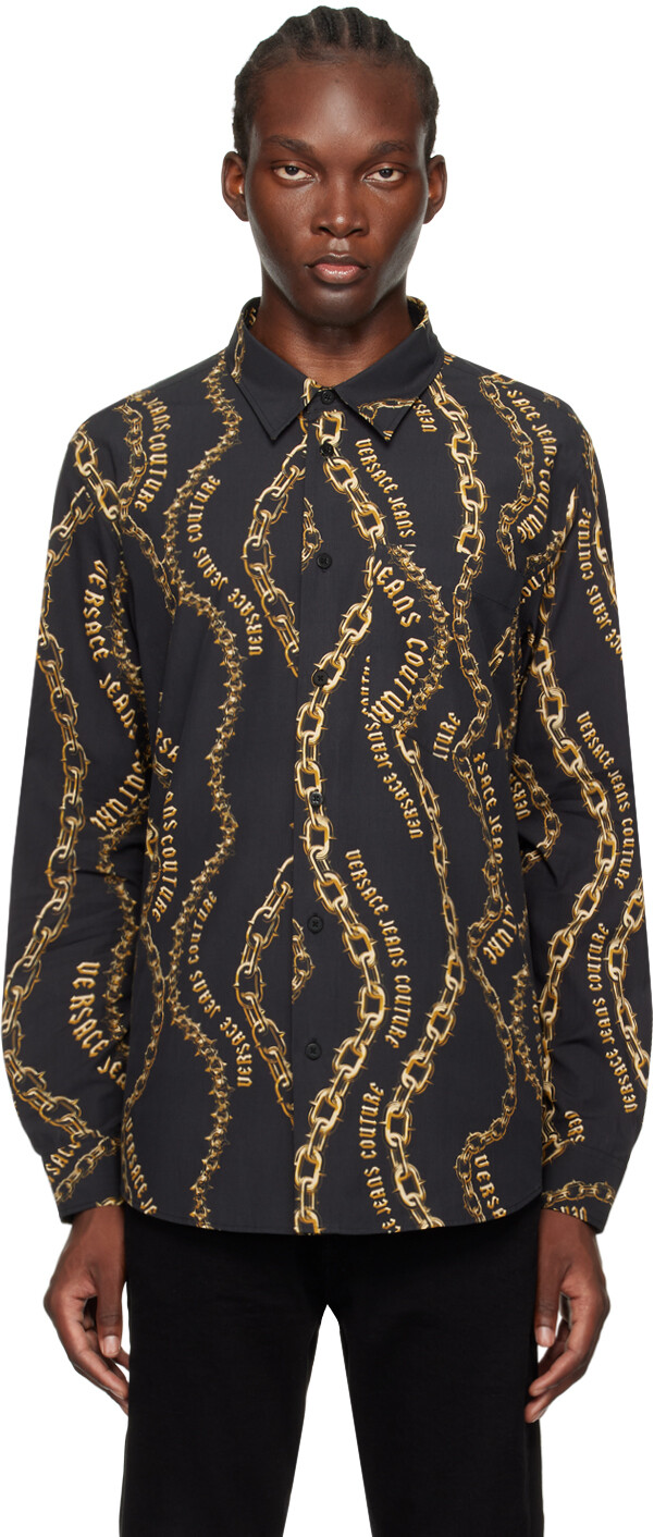 

Черная рубашка Chain Couture с длинным рукавом Versace Jeans Couture