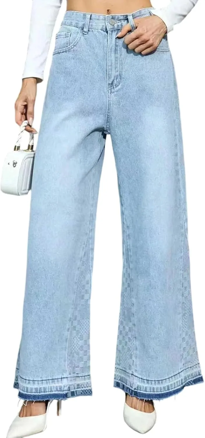 

Женские джинсы Wide Straight Leg High Waisted Baggy Stretchy Boyfriend с карманами