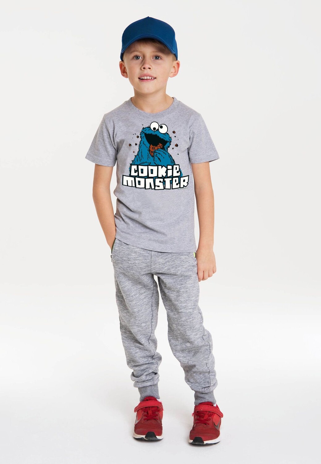 Футболка Organic Kids «Улица Сезам» - Cookie Monster LOGOSHIRT, цвет Grey Melange — фото 2
