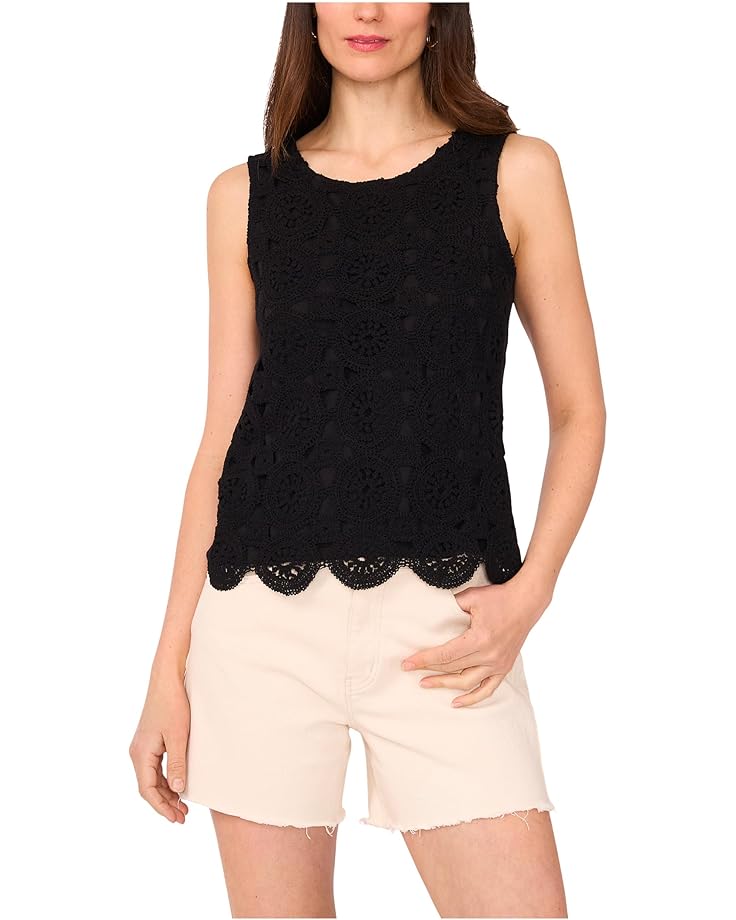 

Топ Vince Camuto Crochet Front Tank Scallop Edge, цвет Rich Black