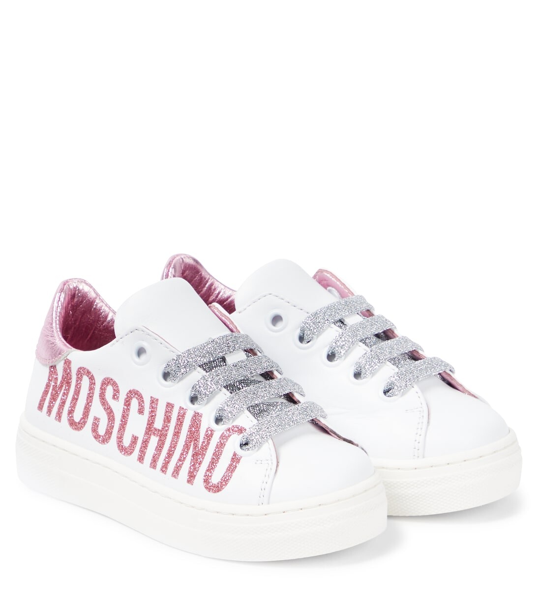 

Кожаные кроссовки с логотипом Moschino, белый