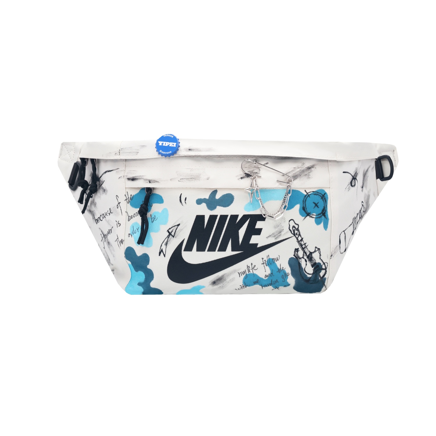 

Nike Тканевый поясной рюкзак в стиле граффити с брызгами краски унисекс, Blue Gray Black