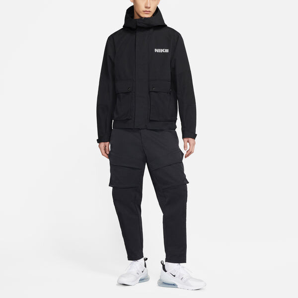 Куртка sportswear city made multiple pockets logo sports woven hooded jacket black Nike, черный — фото 3