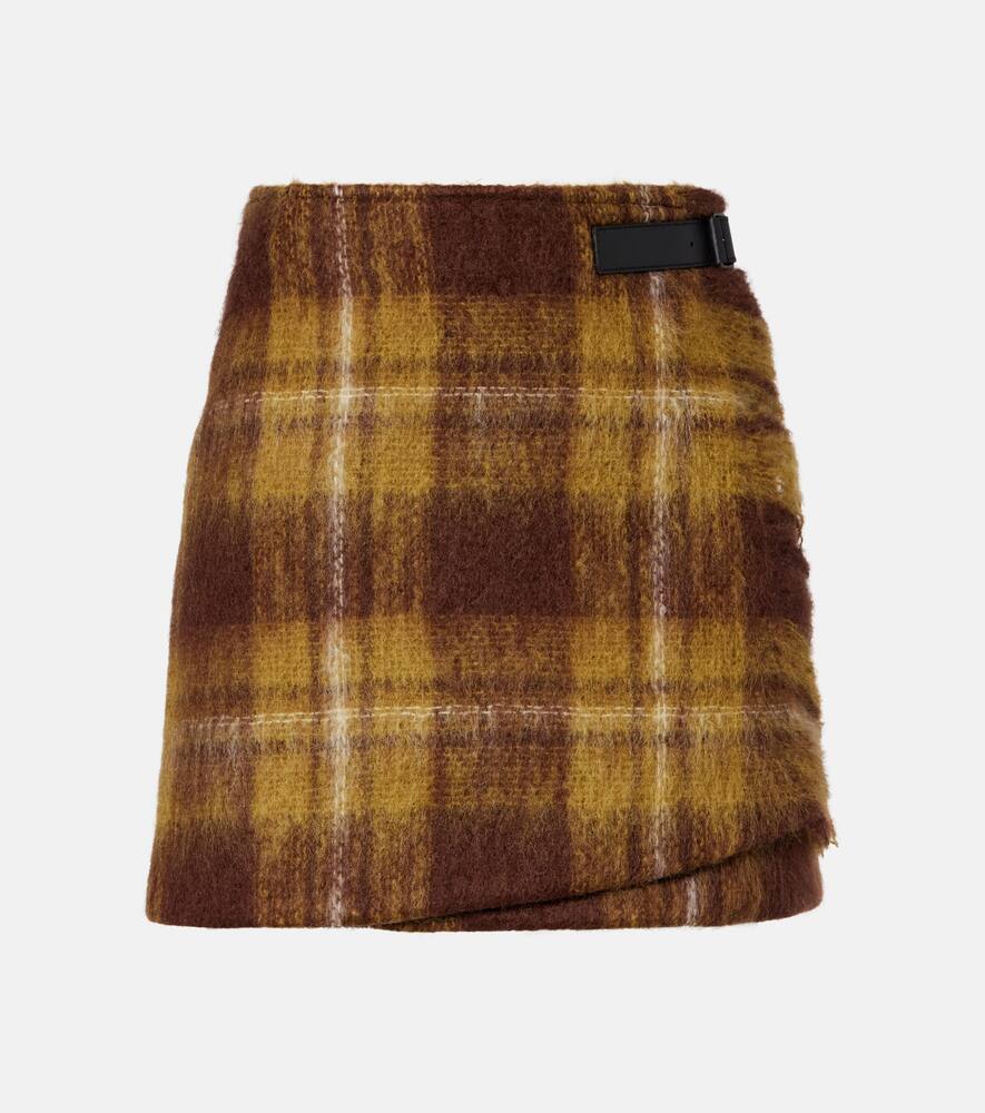 

Клетчатая мини-юбка из мохера и шерсти Loewe, Yellow/Multicolor
