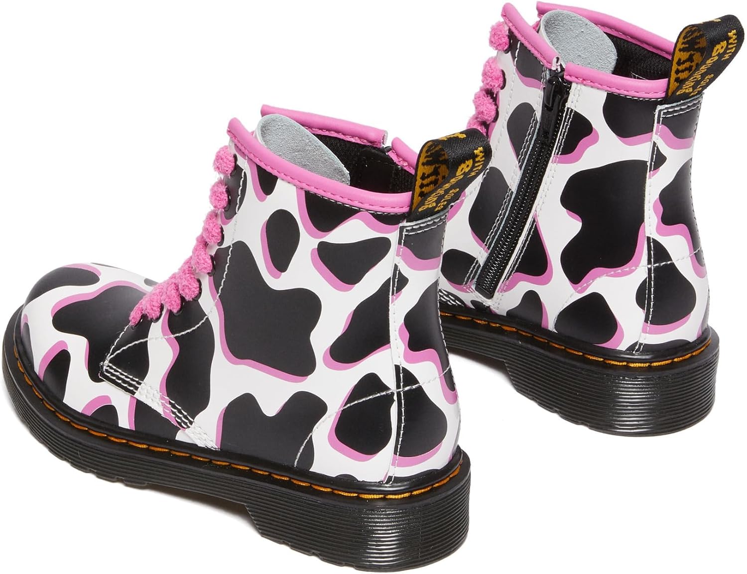 Ботинки Dr. Martens Girl's 1460, White Cow Print Patent Lamper, кожа — фото 4