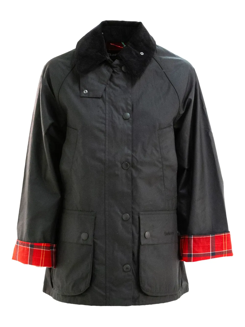 

Куртка с вельветовым воротником и манжетами в клетку тартан Barbour, черный