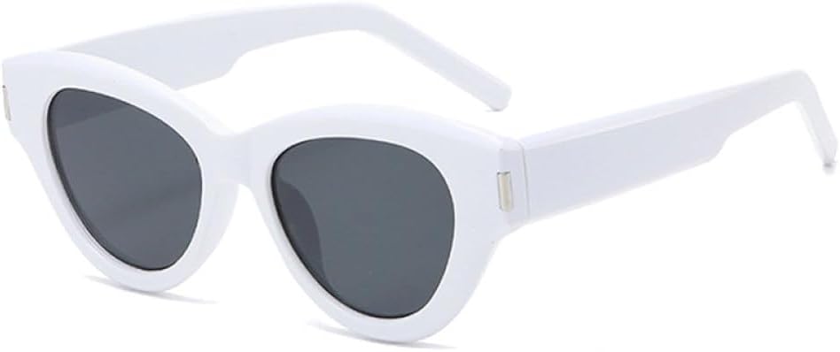 

Популярные модные солнцезащитные очки «кошачий глаз» для женщин, ретро-очки в стиле «желейный чай», солнцезащитные очки UV400 для мужчин с заклепками MTZJH, White Grey