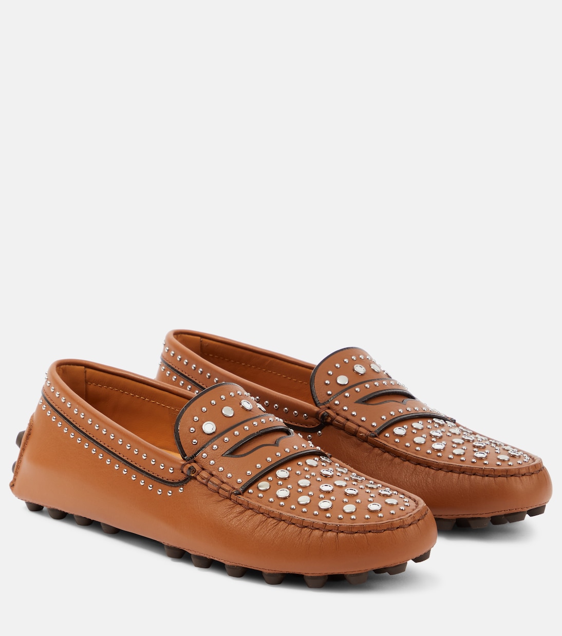 Мокасины Gommino из кожи с заклепками Tod's, Kenia Scuro