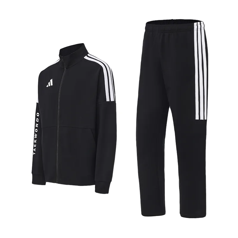 Повседневная спортивная одежда унисекс Adidas, Set (Black White Stand Collar Top+Black White Straight Fit Pants)