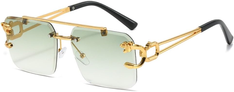 

Популярные солнцезащитные очки без оправы для женщин, роскошные ретро-очки для мужчин, модные дорожные солнцезащитные очки, женские солнцезащитные очки UV400 HVTVTLA, Light Green