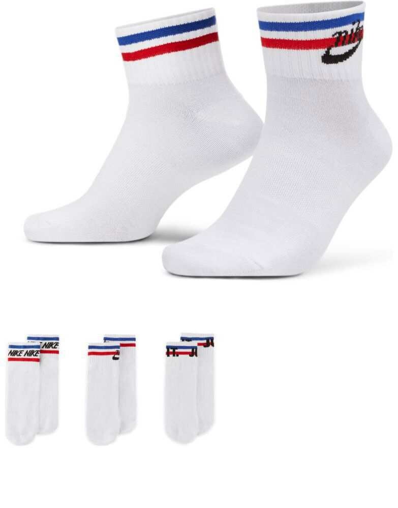 

Комплект из трех белых носков до щиколотки Nike Essential
