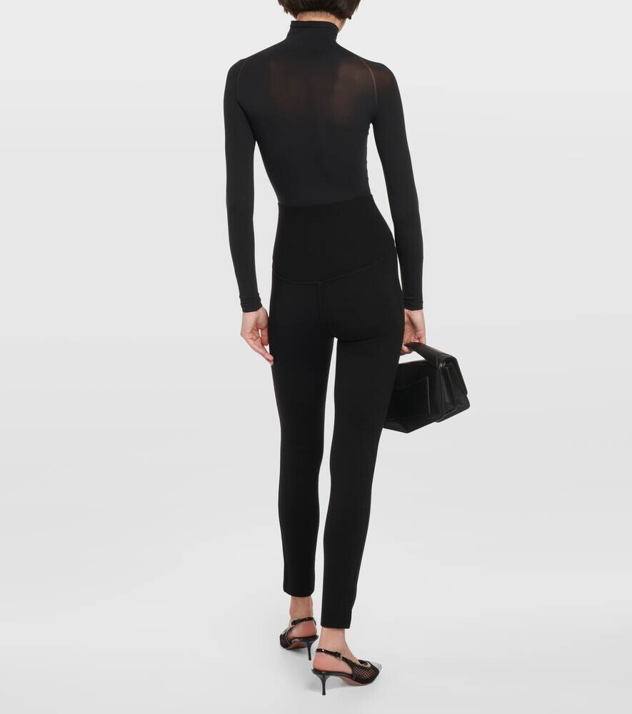 Леггинсы из смесовой шерсти с высокой посадкой ALAÏA, черный — фото 3