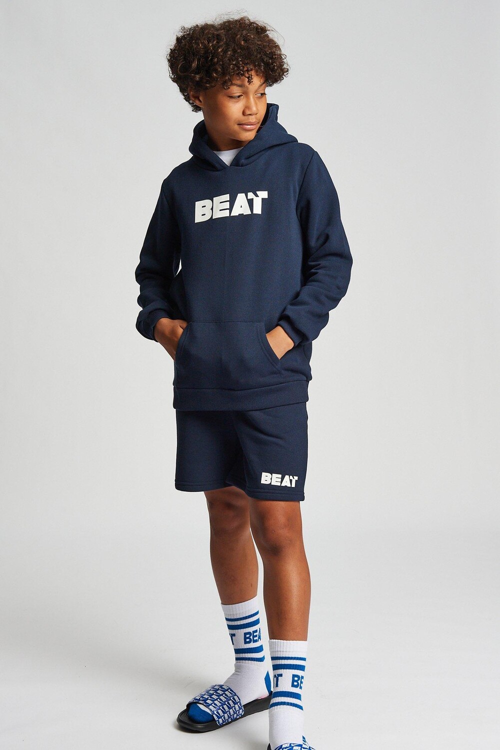 Спортивные шорты «Линейный» из смесового хлопка Beat Boyz Club, темно-синий — фото 2