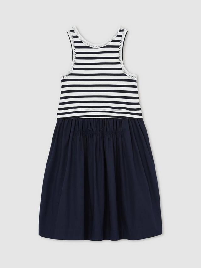 

Детское платье миди Wren без рукавов из хлопка с ярусами Reiss, Navy