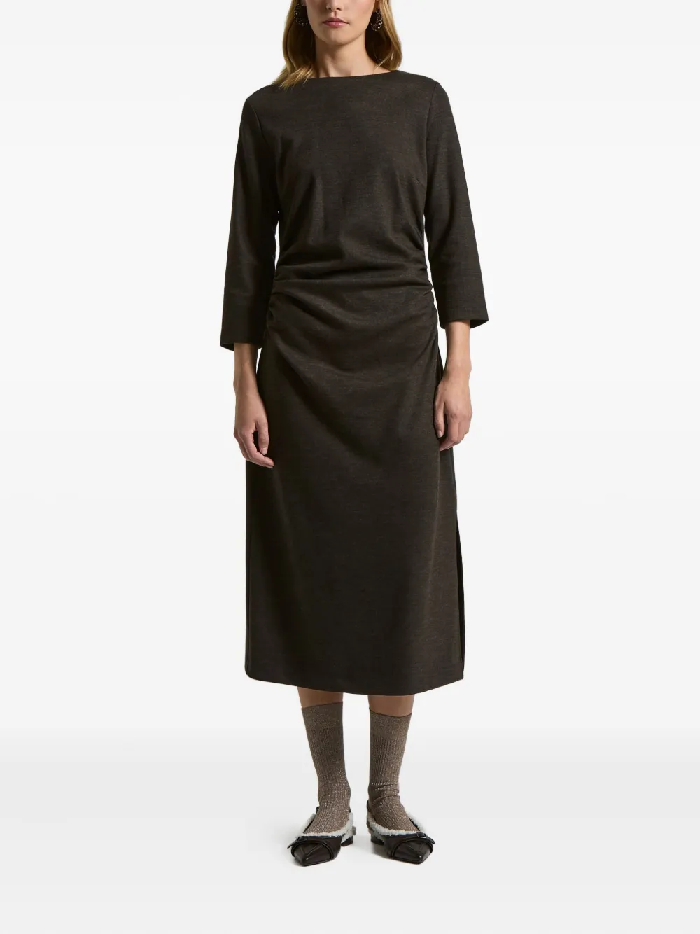 

Платье миди с драпировкой Peserico, коричневый