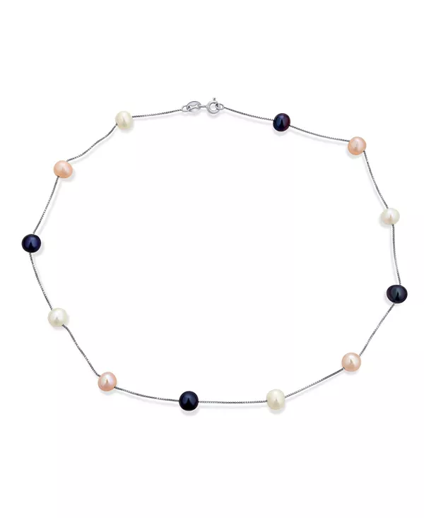 

Ожерелье из натурального камня с пресноводным культивированным жемчугом в оловянной чашке, цепочка, покрытая желтым золотом, стерлинговое серебро, 16 х 18 дюймов Bling Jewelry, multi-color