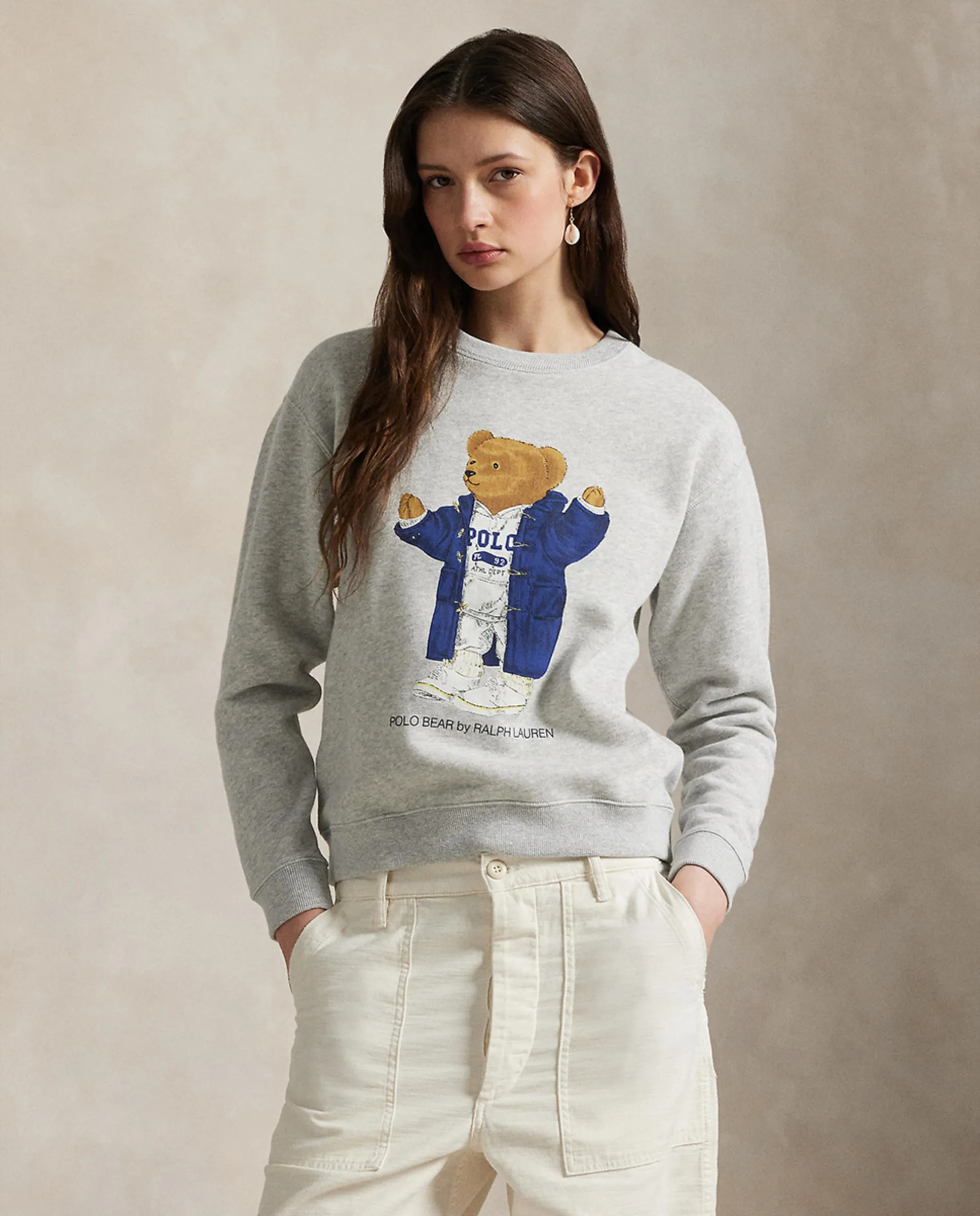 

Женский свитшот из флиса с медведем Polo Polo Ralph Lauren, светло-серый