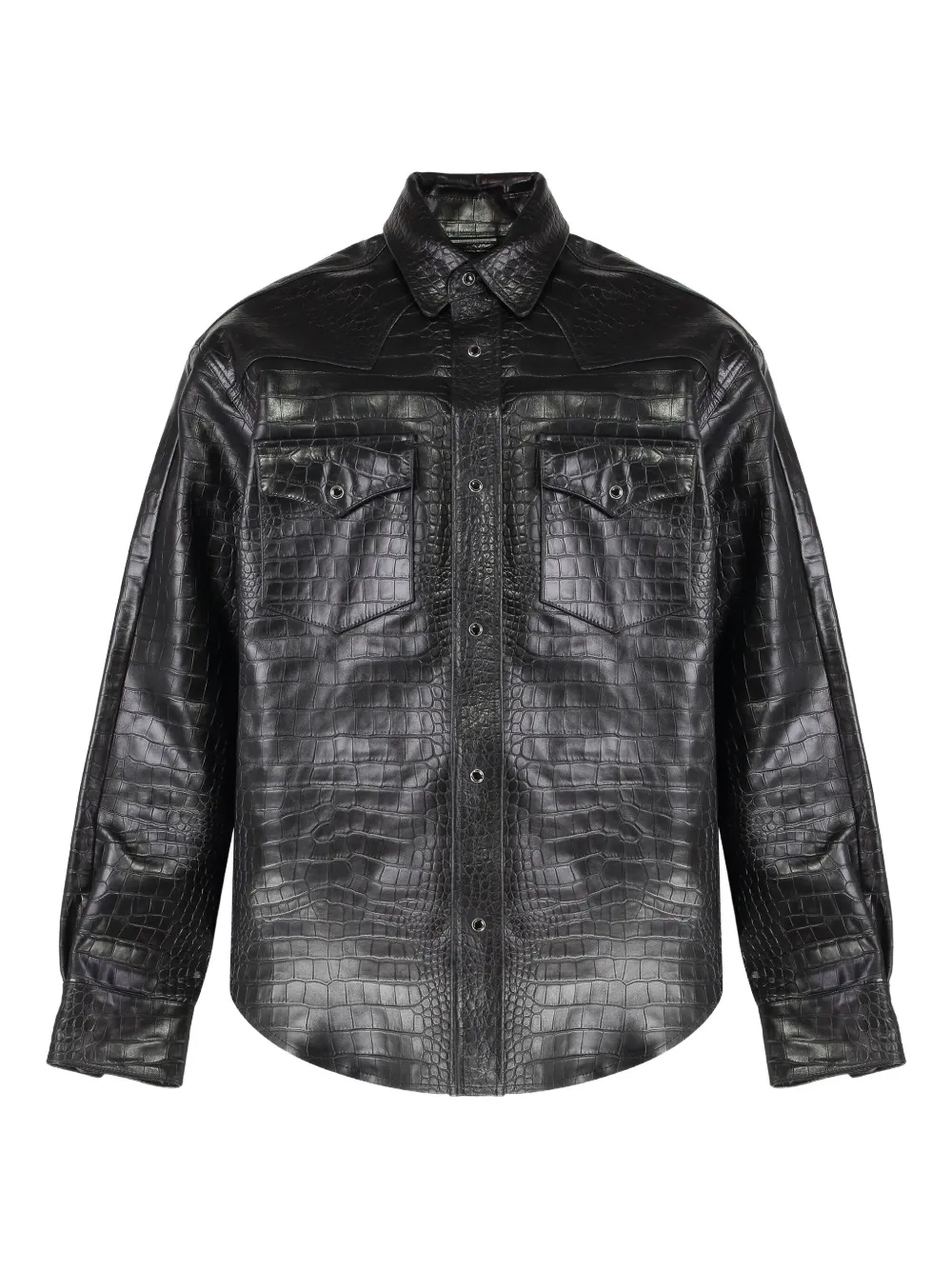 

Куртка Crocodile-embossed leather overshirt VETEMENTS, черный