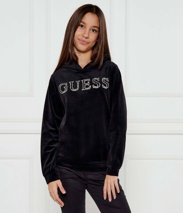 

Толстовка Guess Regular Fit с блестящим логотипом, черный
