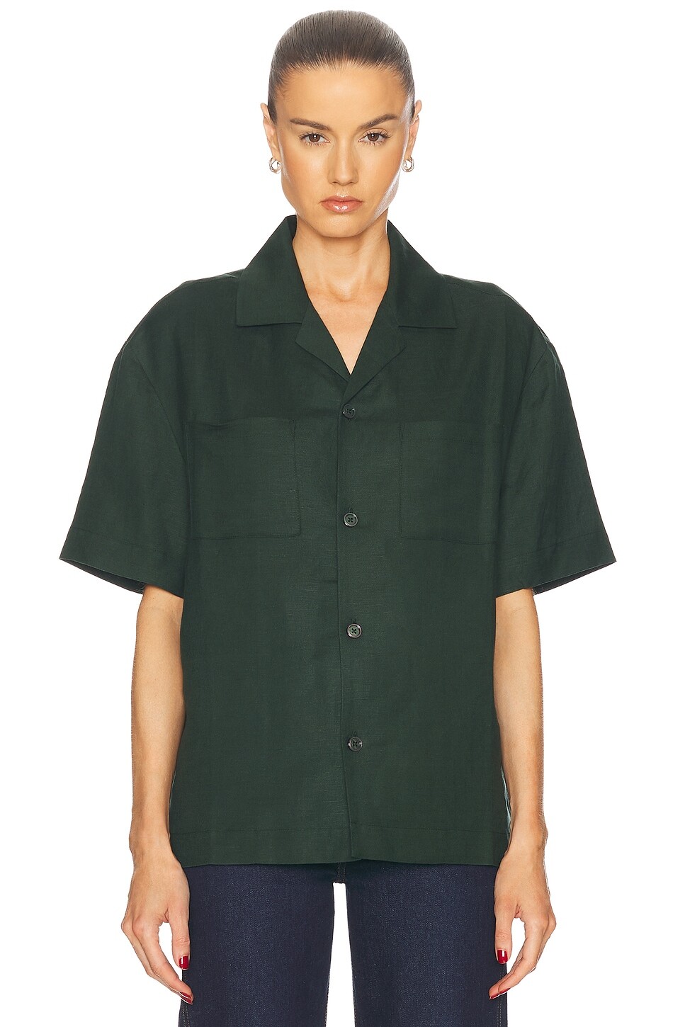 

Свободная льняная рубашка WAO, цвет Forest Green