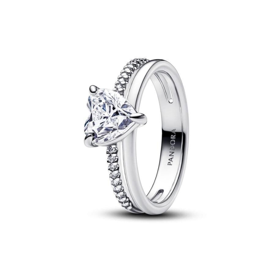 

Кольцо Pandora Double Band Heart Ring, стерлинговое серебро