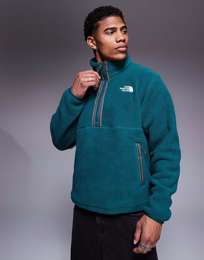 

Плотная флисовая куртка North Face Fleeski с застежкой-молнией 1/4 зеленого цвета