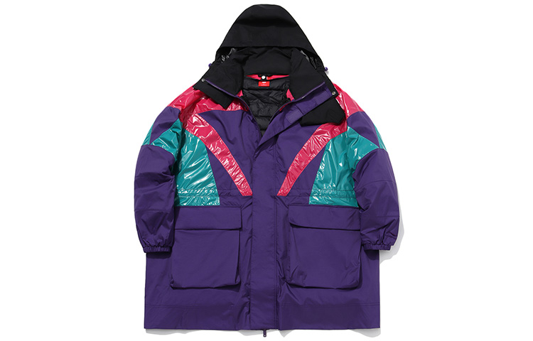 

LiNing Женский пуховик Горечавковый фиолетовый Малиновый красный, Gentian Purple Raspberry Red