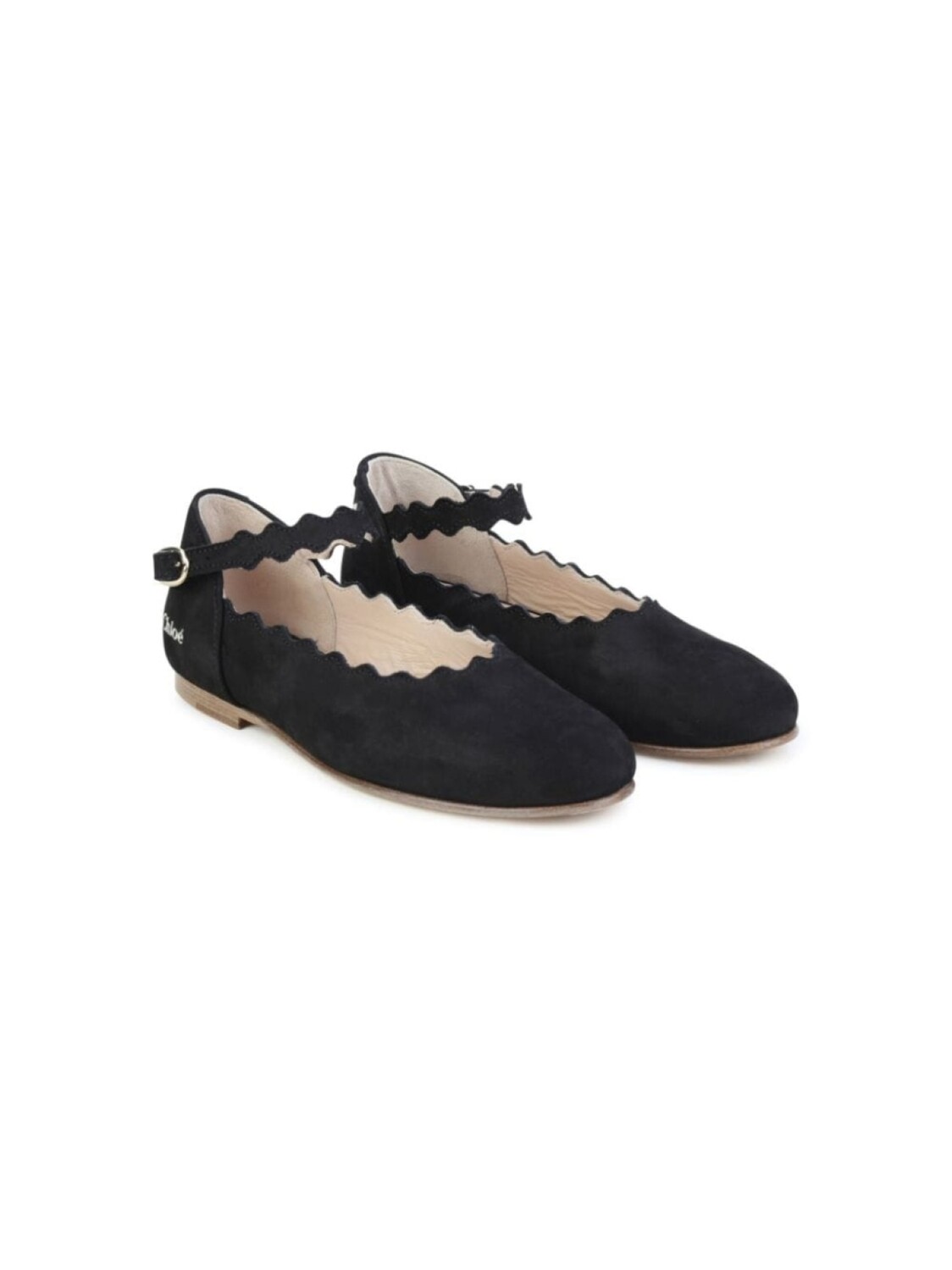 

Chloé Kids балетки с фестонами, черный