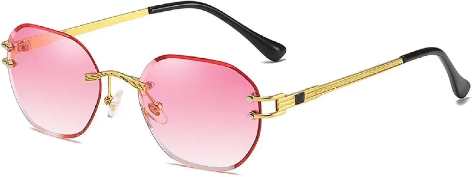 

Солнцезащитные очки с защитой от УФ-излучения UV400 | Синие без оправы из металла | Для женщин и мужчин, для занятий спортом на открытом воздухе и вождения DSVIGF, Gold Pink