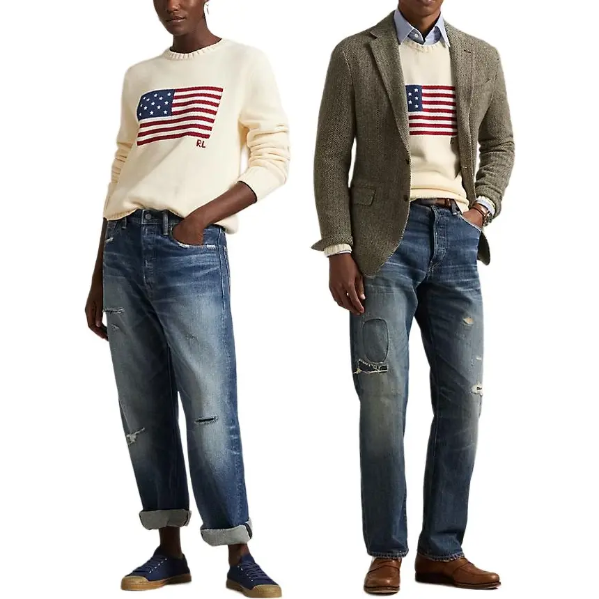 Свитер с принтом флага Polo Ralph Lauren, кремовый белый — фото 3