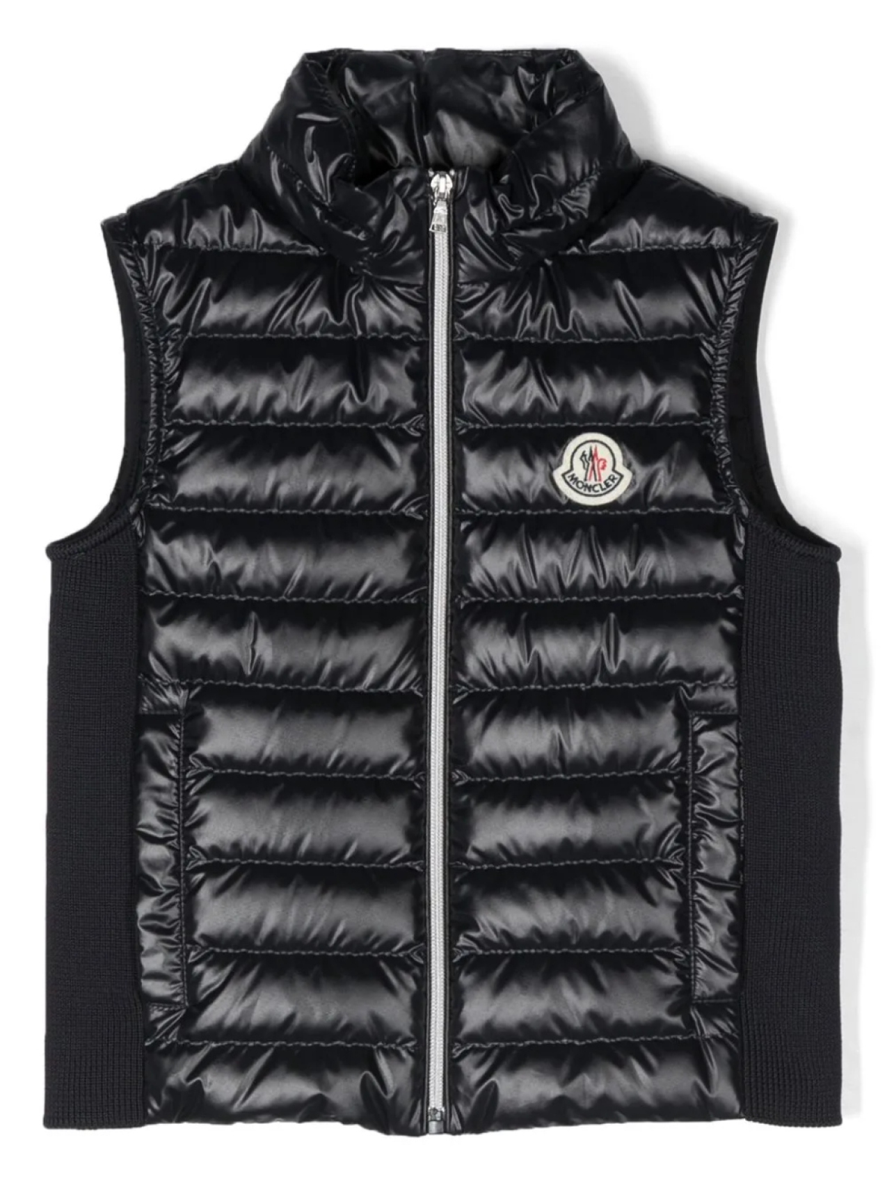 

Дутый жилет с нашивкой-логотипом Moncler Enfant, синий