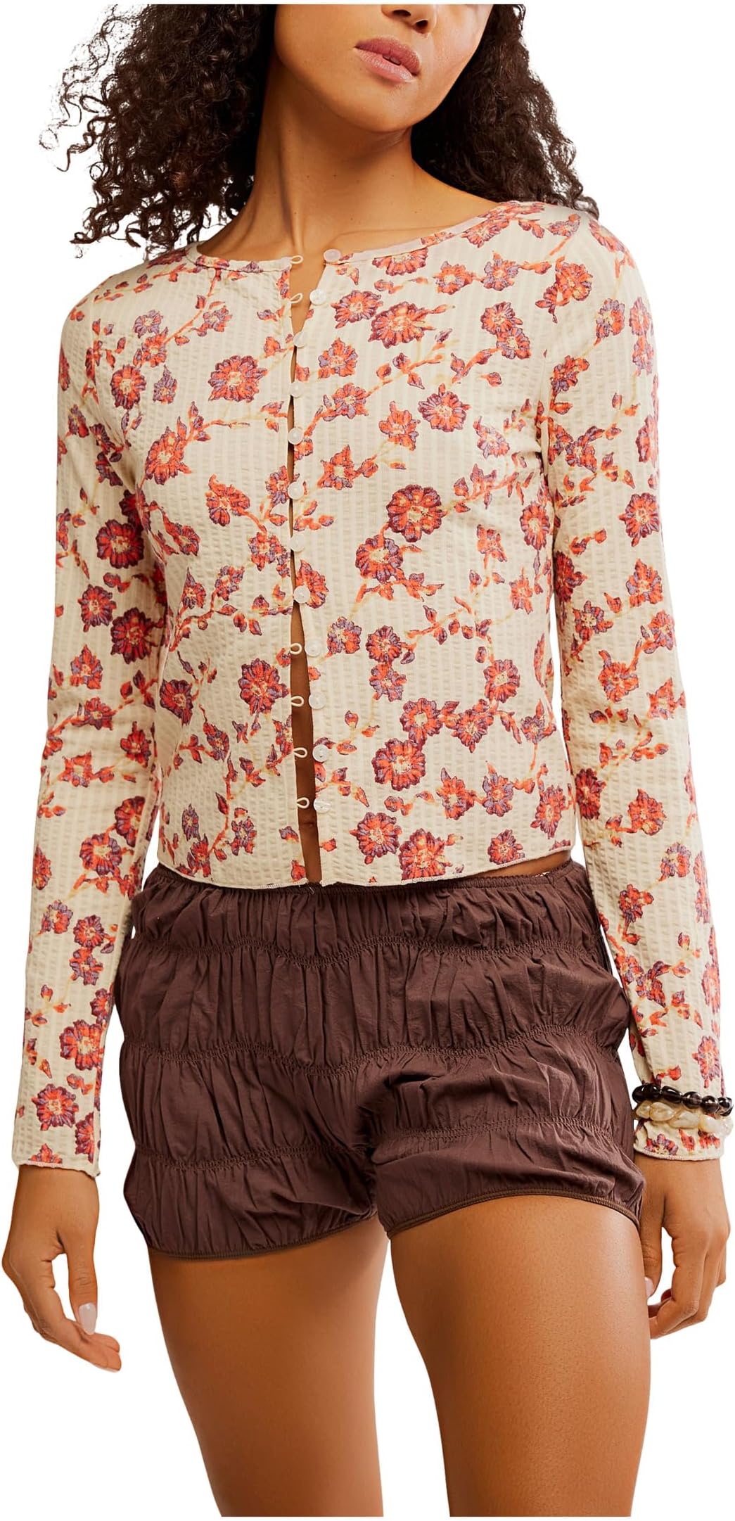 

Лонгслив Free People Tilly Long Sleeve - Print, цвет Tea Combo