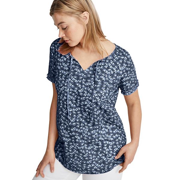 

Футболка с вырезом Plus size Ellos, Navy White Print