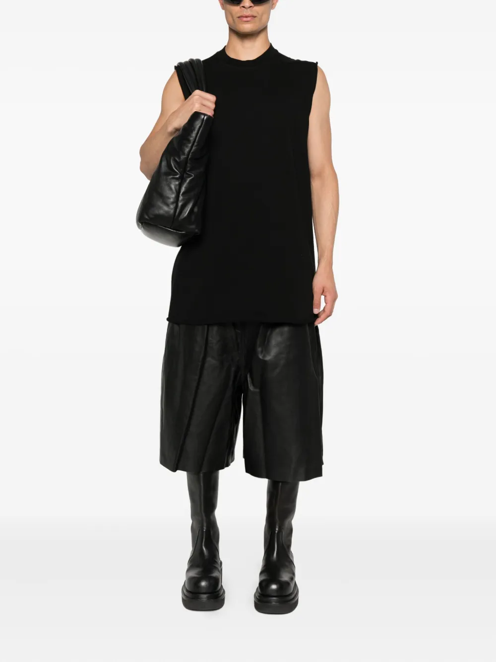 Жилет без рукавов с круглым вырезом Rick Owens, черный — фото 2