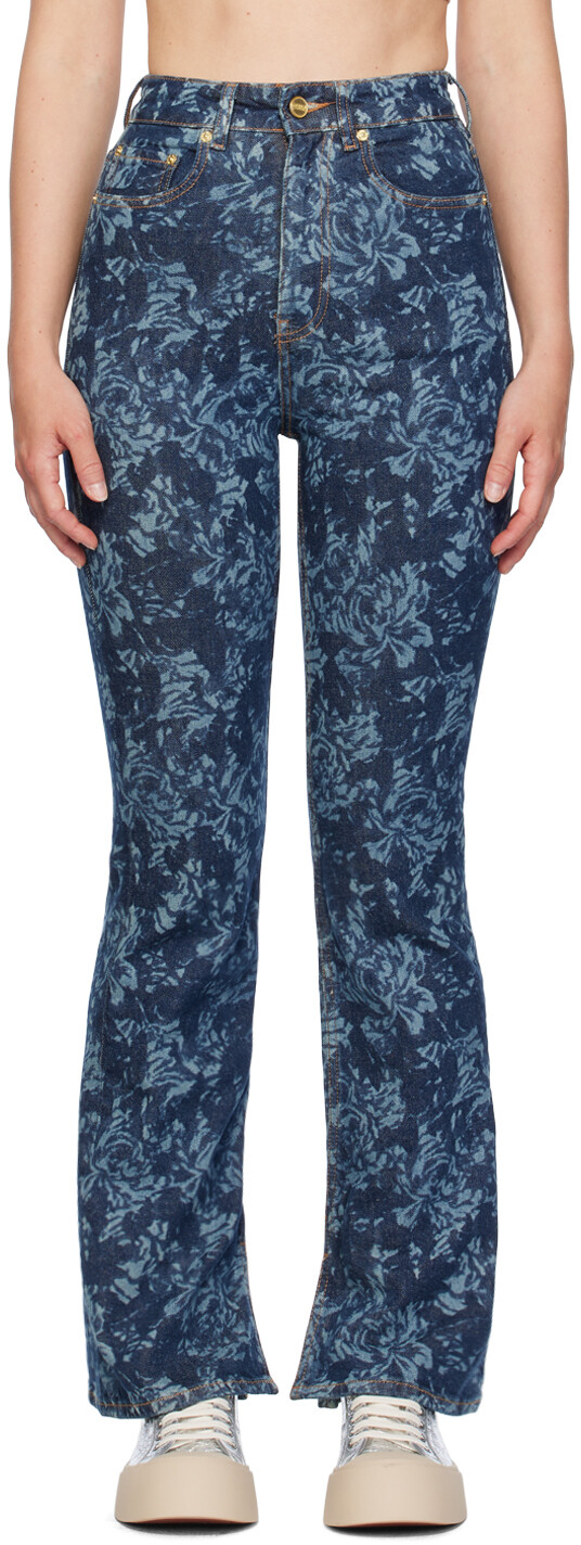 

Синие джинсы Lazer Bootcut Slit Iry GANNI