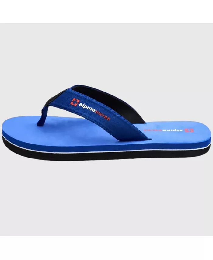 Мужские шлепанцы Flip Flops, легкие сланцы с перемычкой между пальцами. Пляжные сандалии на подошве из EVA для комфорта. Прочные шлепанцы для мужчин, повседневная обувь для бассейна и улицы Alpine Swiss, синий — фото 2