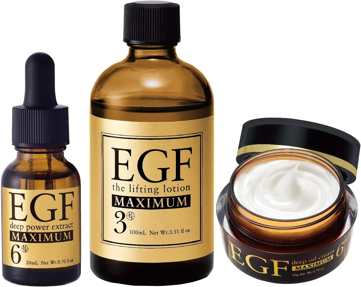 Набор для ухода за кожей EGF Maximum 3-Piece Set: сыворотка 20 мл, лосьон 100 мл, крем 20 г