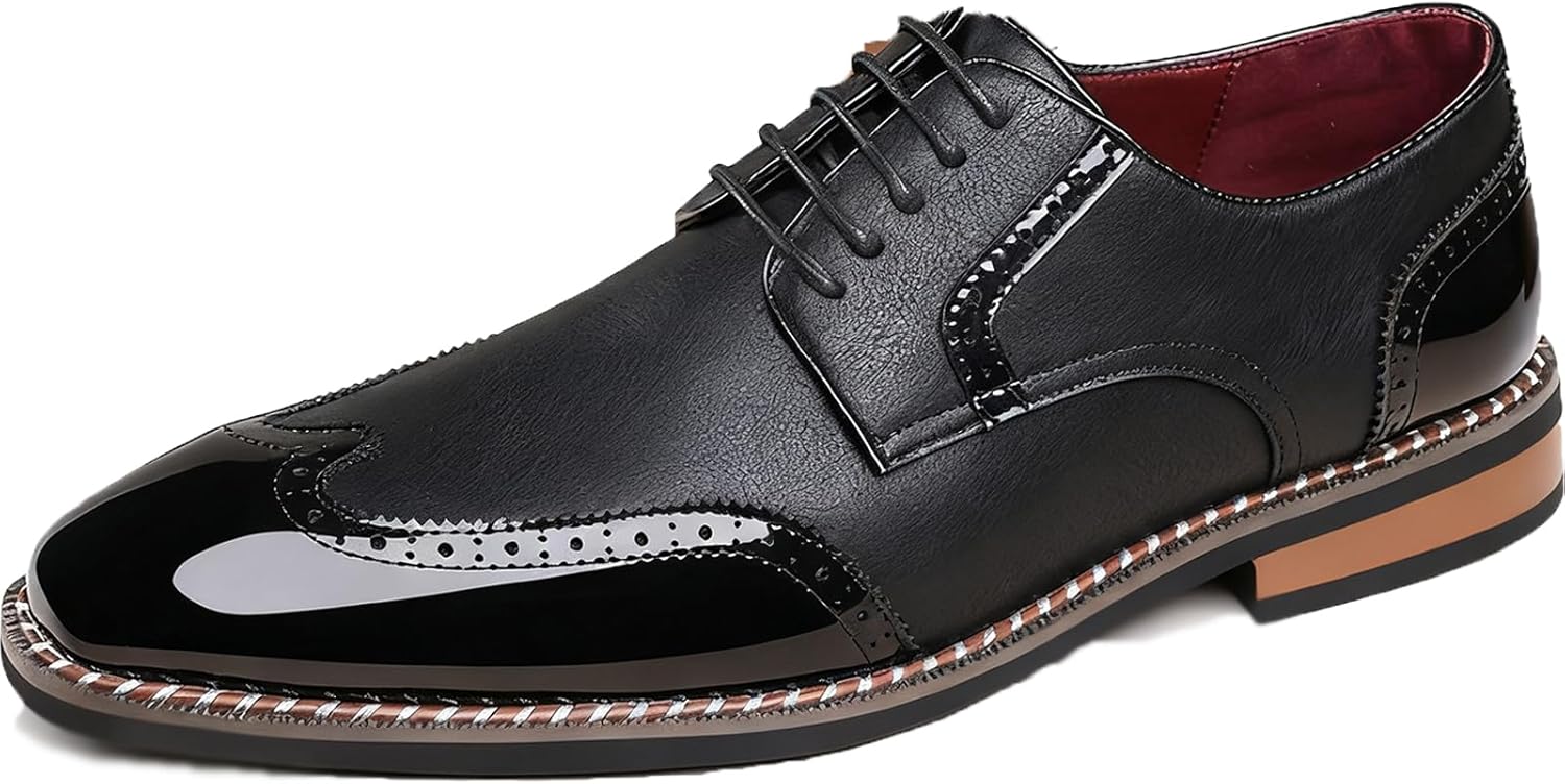 

Мужские оксфорды двух цветов с брогированием, сочетающиеся по цвету, с перфорацией, круглым носком, каблуком-блоком, с крыльями, шнуровкой, дерби, деловая и праздничная обувь для свадьбы Aegnongl, черный