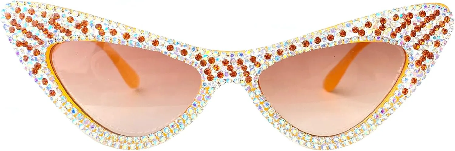 

Большие солнцезащитные очки «кошачий глаз» со стразами для женщин, сверкающие кристаллами и бриллиантами, модные летние очки для путешествий mincl, Yellow