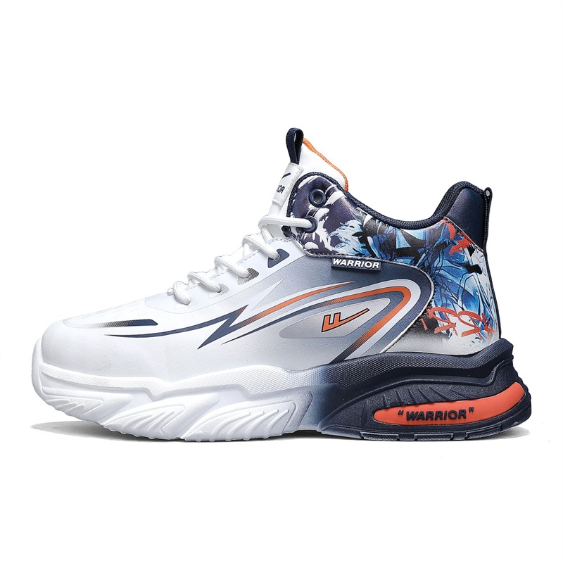 

Кроссовки мужские Mid top Chunky с амортизацией и дышащим верхом WARRIOR, белый темно-синий оранжевый
