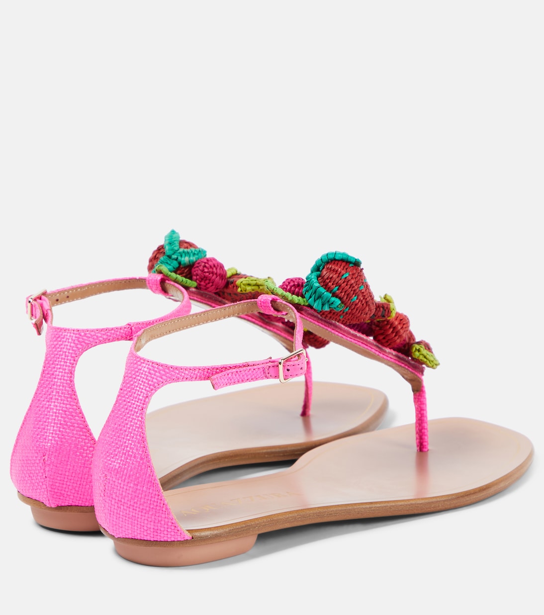 Сандалии Strawberry Punch из рафии Aquazzura, Ultra Pink — фото 3