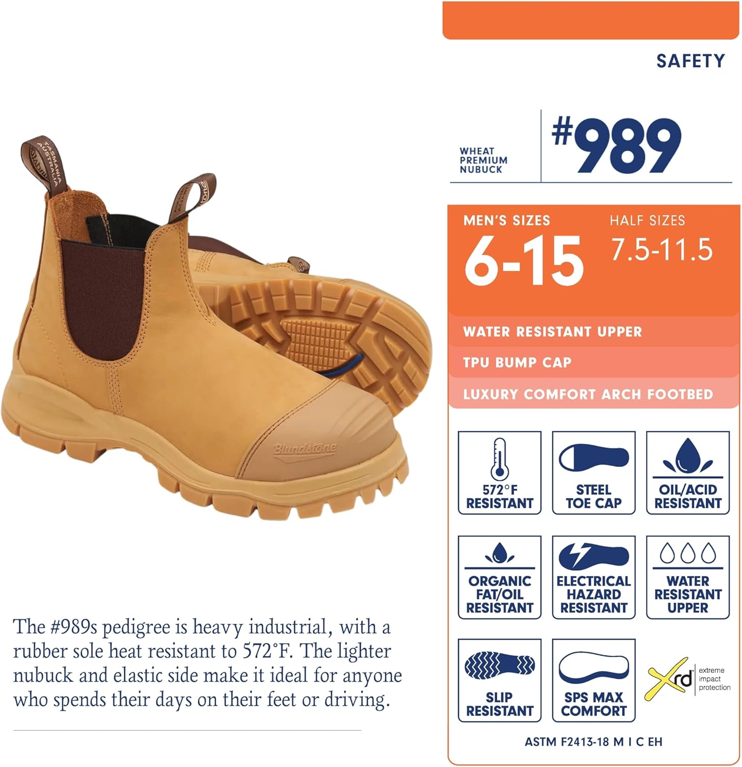 Ботинки Blundstone Extreme с стальным носком для мужчин и женщин, Wheat Premium Nubuck — фото 3